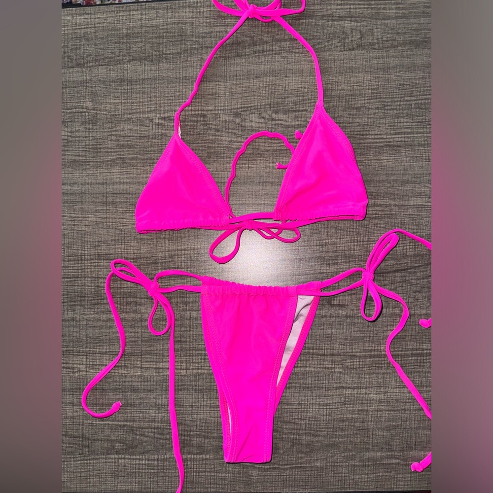 Extra Small Hot Pink Tie Thong Bikini